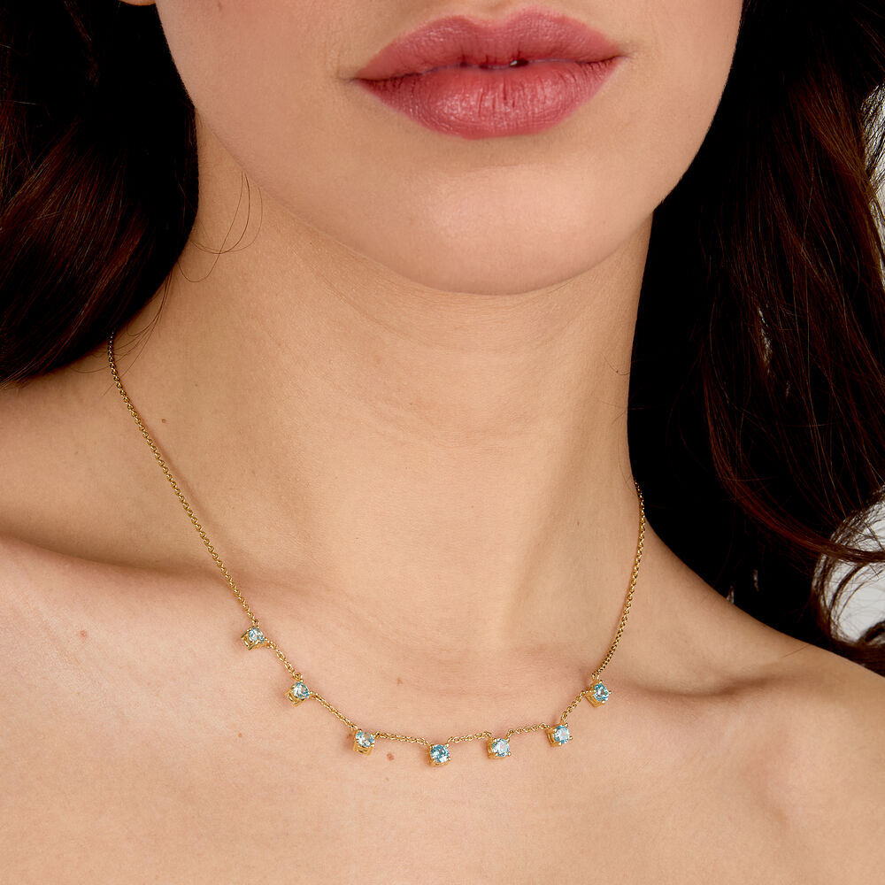 Tesori necklace with light blue zircons for women, yellow-gold finish, Morellato