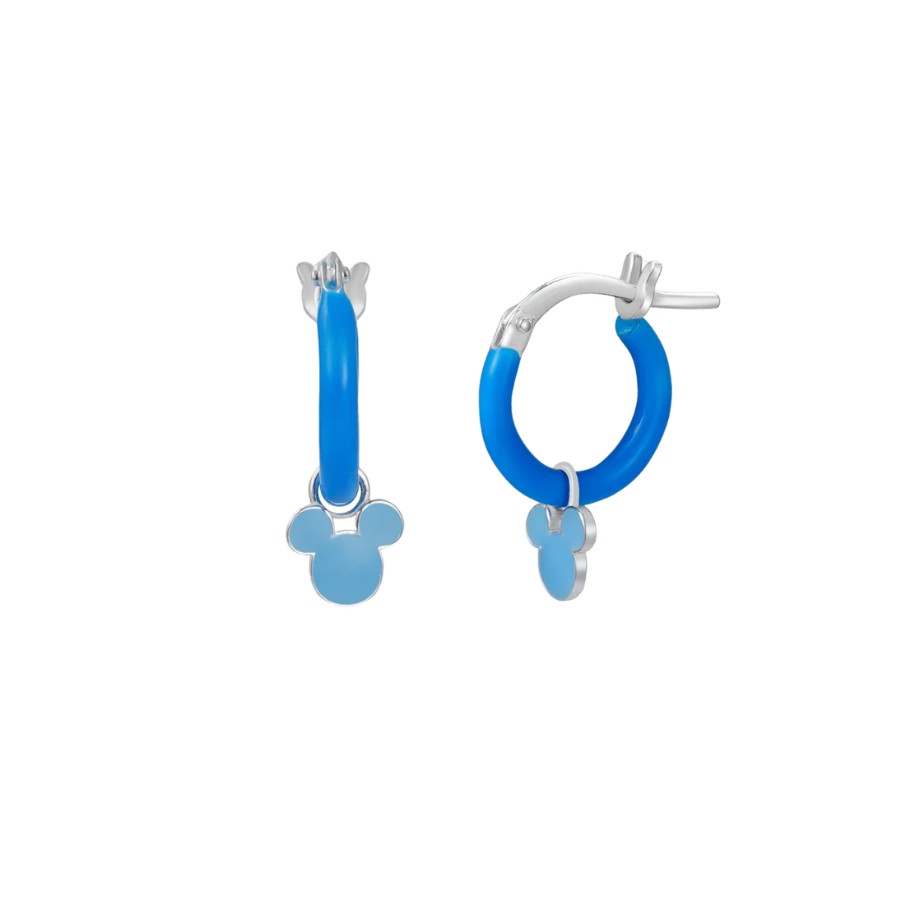 Children's earrings sterling silver creole Disney with Mickey pendant