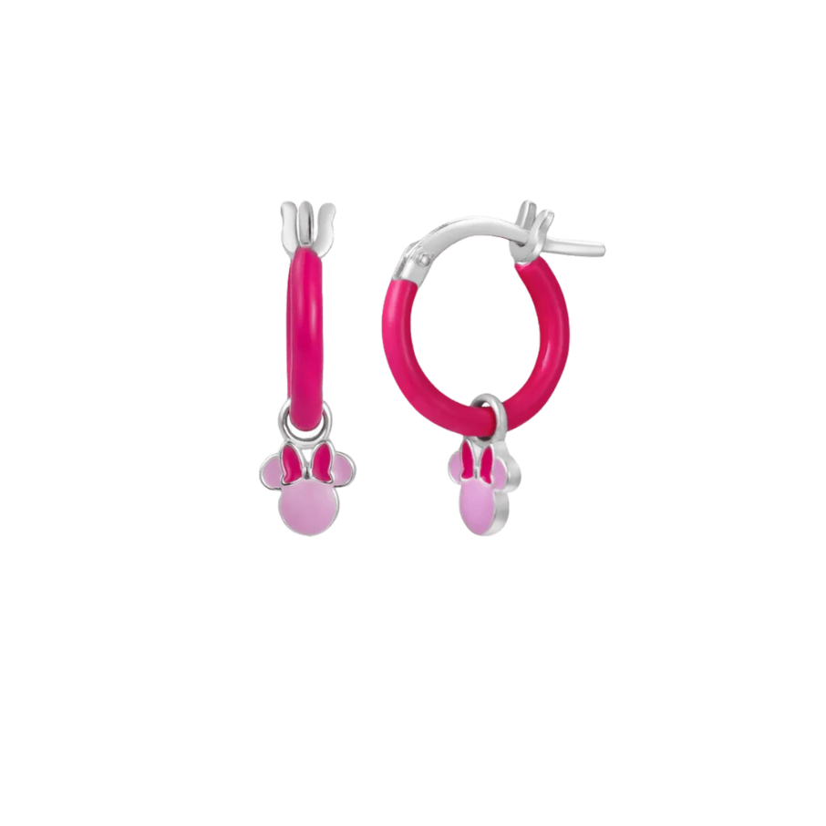 Children's earrings sterling silver creole Disney with Minnie pendant