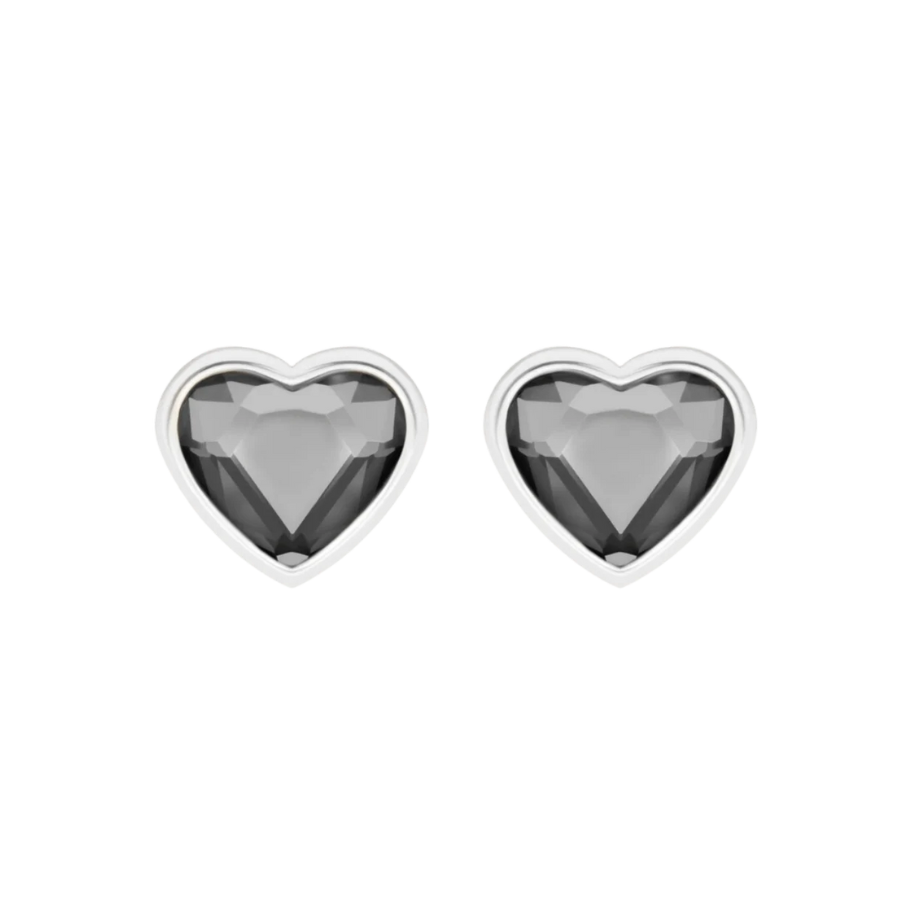 Women's earrings Icons heart-shaped with smoky crystal silver-plated, Lilou