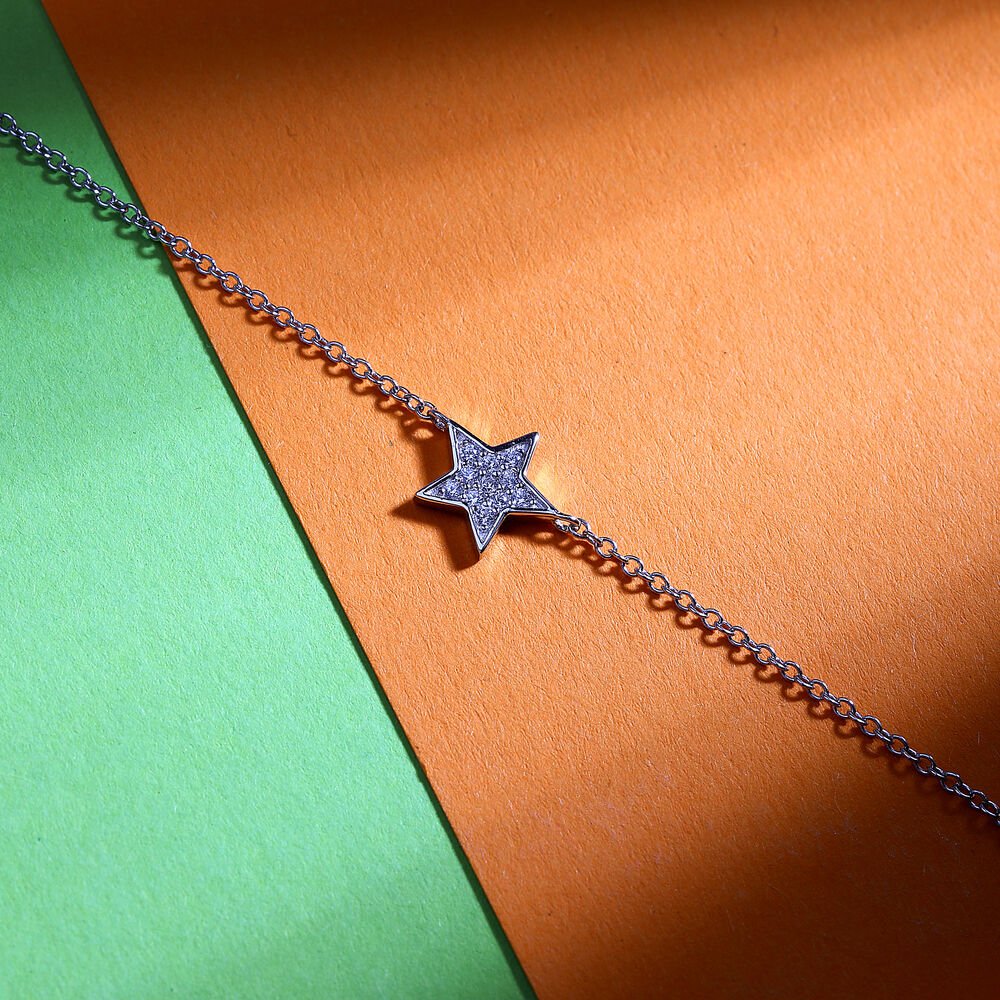 Bratara ajustabila din argint cu stea si zirconiu alb - Bratari ajustabile - LPS05AWV22 - LA PETITE STORY - Tessora