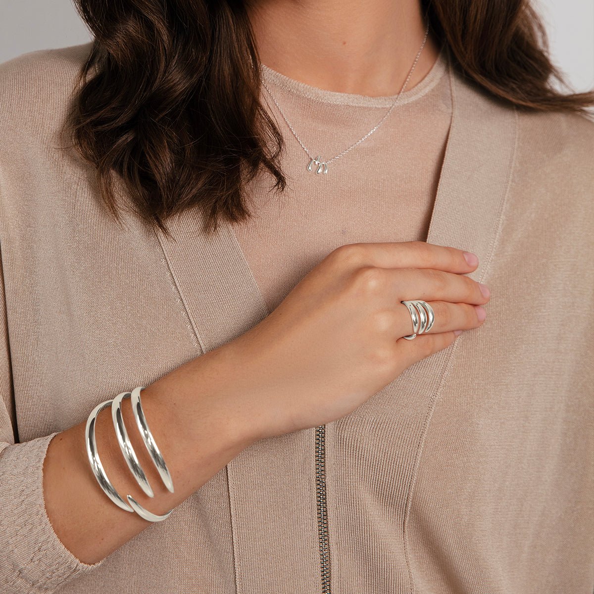 Bratara Forza manseta, placata cu argint 925 - Bratari - 210/60/BRA/SR - Lilou - Tessora