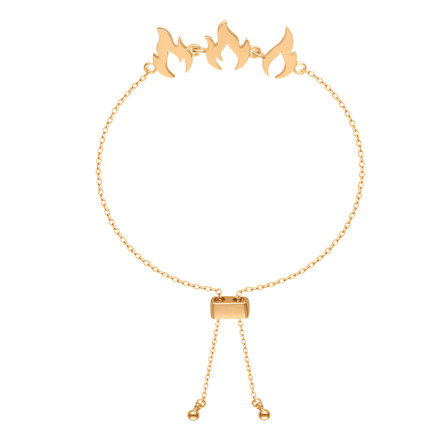 Bratara tip lant Flame cu 3 elemente, sistem slider. placata cu aur, Lilou - Bratari - 244/220/BRA/3/PO - Lilou - Tessora
