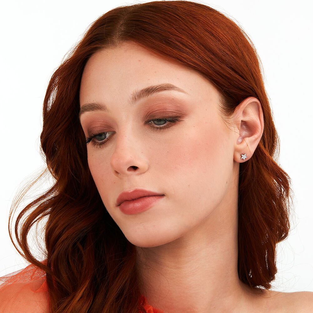 Cercei cu surub In forma de stea - Cercei din argint - lps01awv19 - LA PETITE STORY - Tessora