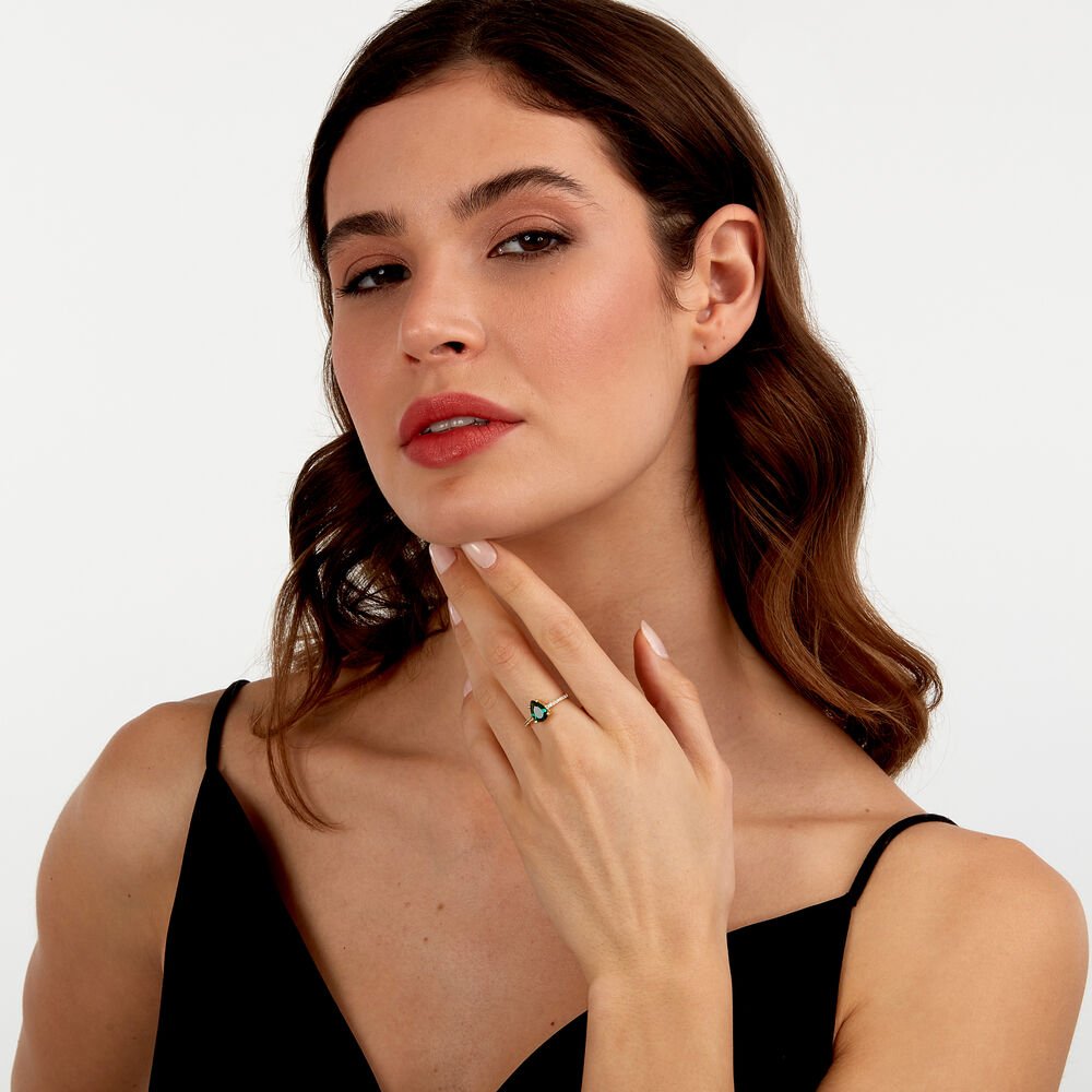 Inel Tesori cu piatra verde placat cu aur - Inele din argint - saiw203010 - MORELLATO - Tessora