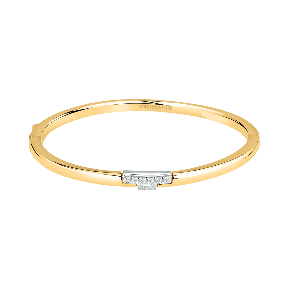 Women's gold-tone fixed bracelet – T-Logo, TRUSSARDI