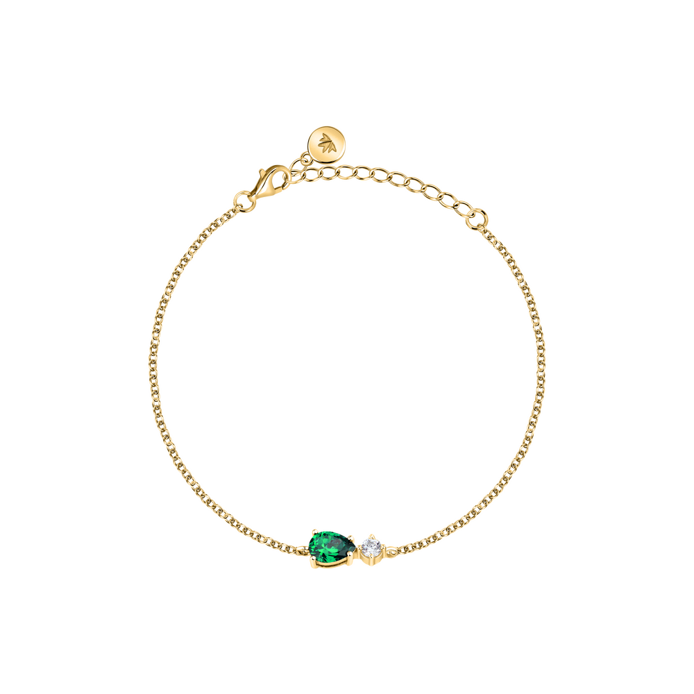 Women's adjustable silver bracelet with green stone – Tesori, MORELLATO