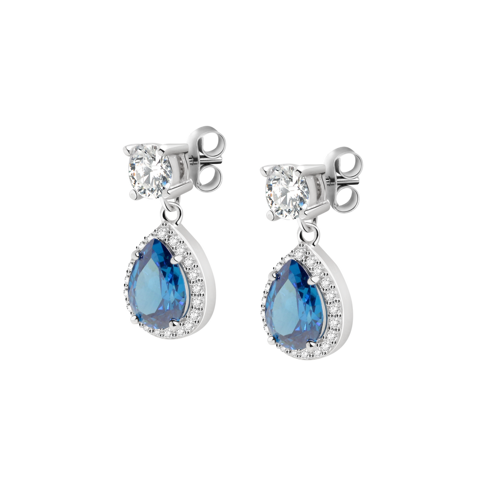 Women's earrings sterling silver Tesori with elongated pendant and zirconia stones, MORELLATO