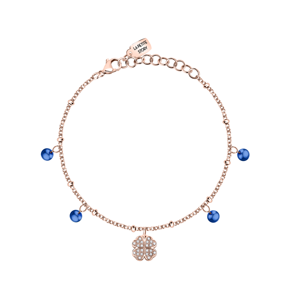 Women's Gold Adjustable Bracelet with Clover Pendant, LA PETITE STORY