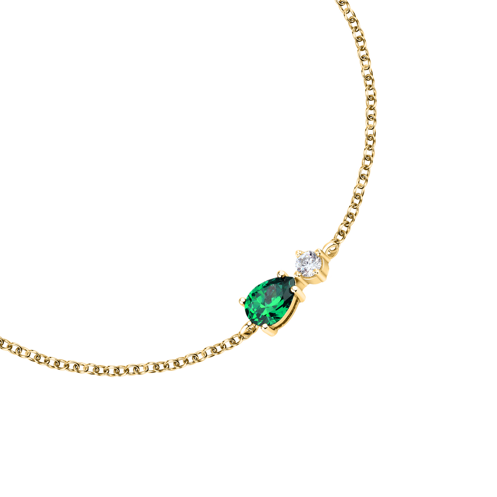 Women's adjustable silver bracelet with green stone – Tesori, MORELLATO
