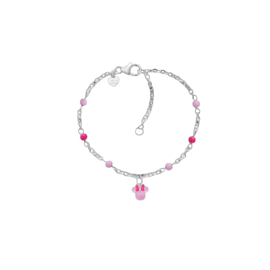 Children's bracelet sterling silver adjustable with beads and Minnie, DISNEY