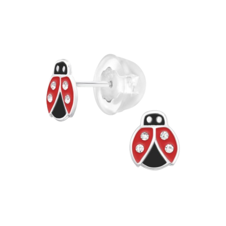 Women's silver earrings with ladybug, TESSORA