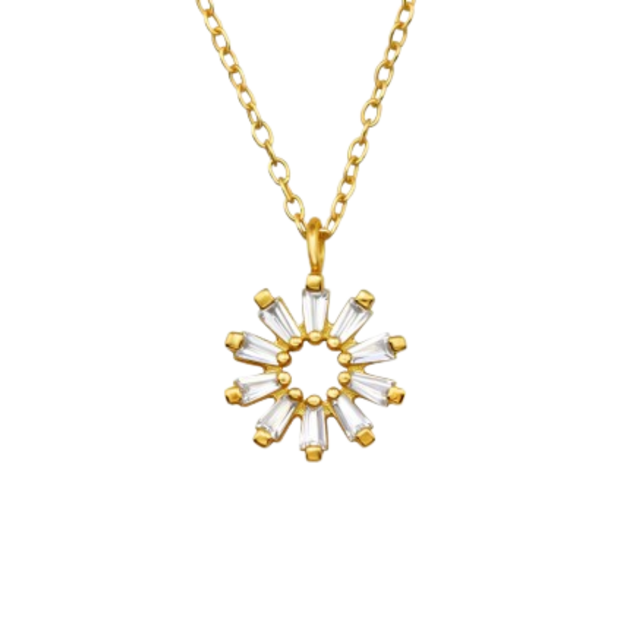 Women's silver necklace gold plated with crystal flower, Tessora