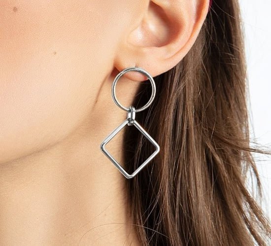 Women's earrings California Mini handcrafted 5 cm silver - plated, Lilou - Long Earrings - 139/50/KOL/AZU/SR - Lilou - Tessora