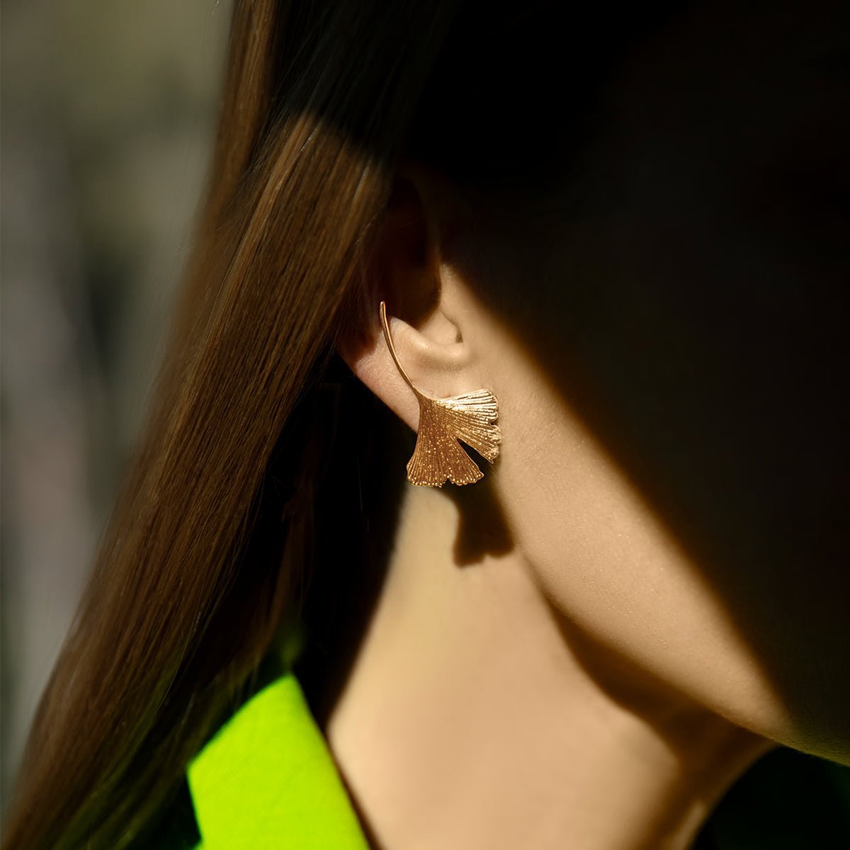 Women's earrings Ginko 4 cm gold - plated, Lilou - Stud Earrings - 138/40/KOL/PO - Lilou - Tessora