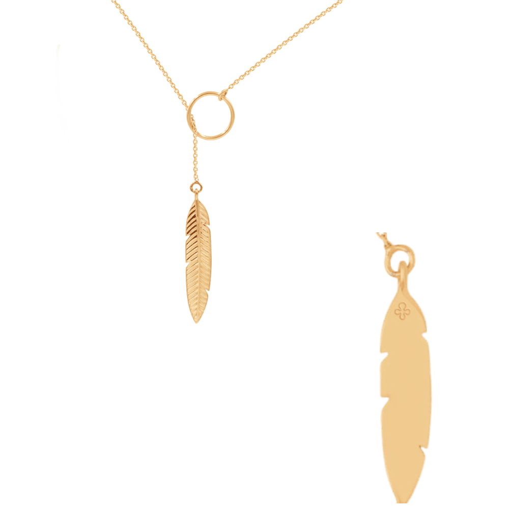 Women's necklace with feather gold - plated 18k, engravable, Lilou - Necklaces - 115/40/LAN/Z - Lilou - Tessora