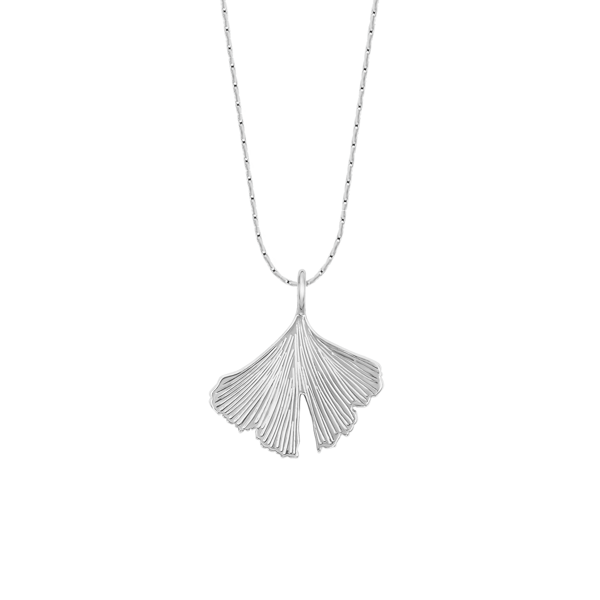 Women's necklace with Ginko pendant silver - plated on Sublime chain 40.5 cm, Lilou - Pendant Necklaces - A03/MARKET/ANS/78 - Lilou - Tessora